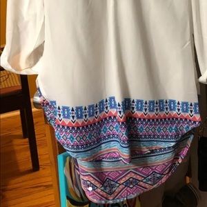 Women’s white blouse with Aztec detail